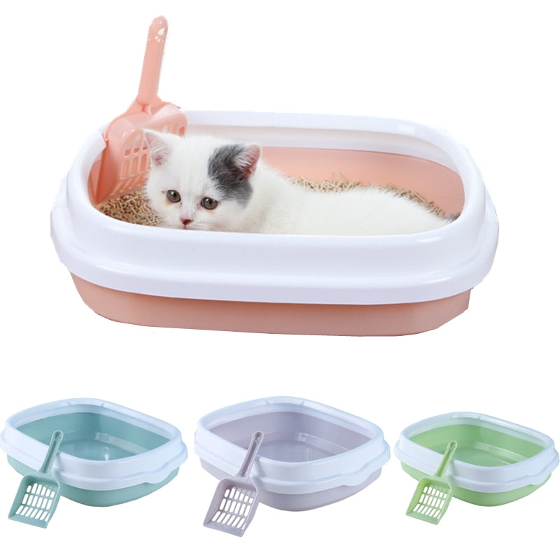 Pet Toilet Bedpan Anti Splash Cats Litter Box Cat Tray With Scoop Kitten Dog Clean Toilette Home Plastic Sand Box Cat Supplies - RY MARKET PLACE